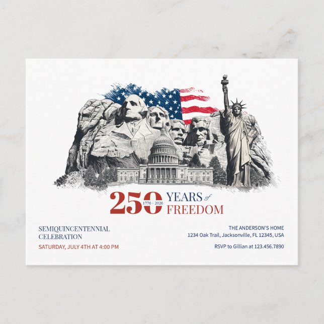 Cartão Postal America's Semiquincentennial 250 Years of Freedom (Frente)