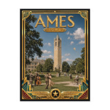Ames Iowa Arte Deco Vintage Idade Dourada