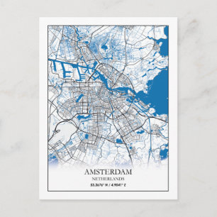 Cartão Postal Amesterdã - Cidade dos Países Baixos - Mapa Viag
