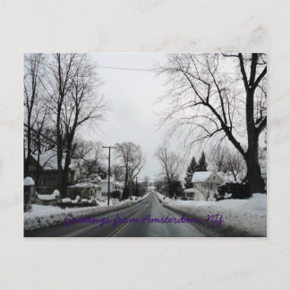 Cartão Postal Amesterdã com um pouco de neve