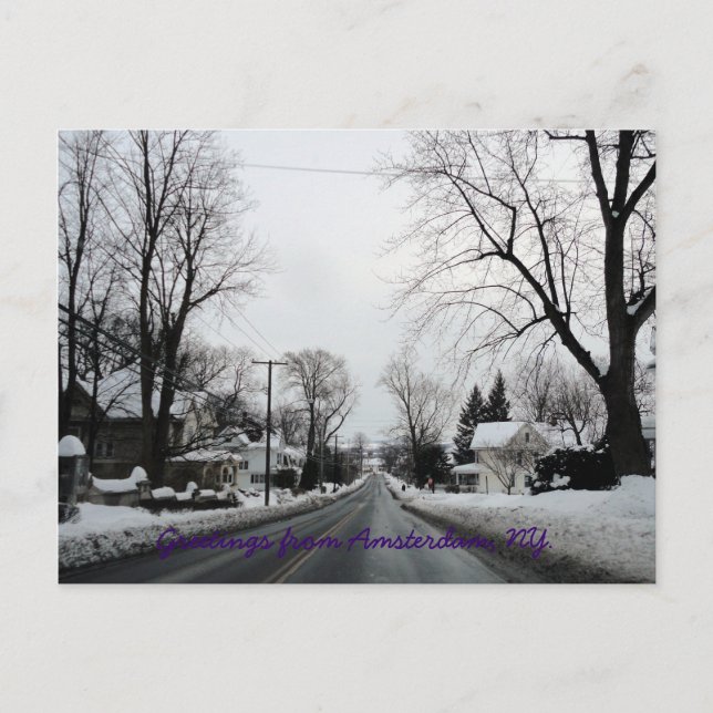 Cartão Postal Amesterdã com um pouco de neve (Frente)