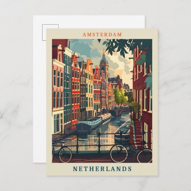 Cartão Postal Amesterdã Holanda Art Eegant Viagens vintage (Frente/Verso)