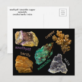 Cartão Postal Ametist Cobre Malachite Barite Mica Minerals db2