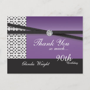 Cartão Postal Ametist Roxo e Negra Aniversário Elegante