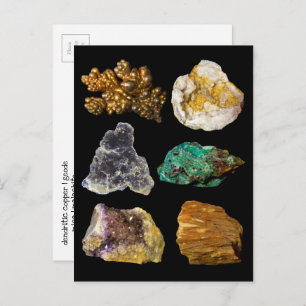Cartão Postal Ametyst Mica Copper Barite Malachite Geode Rocks 