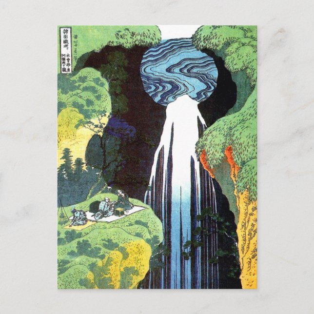 Cartão Postal Amida Waterfall na estrada de Kisokaido, Hokusai (Frente)