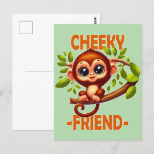 Cartão Postal Amigo Cheeky trocadilho Macaco-Bebê Bonito em um d