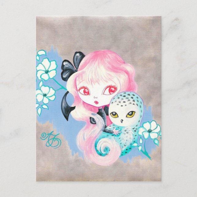 Cartão Postal Amigo de Coruja de Neve (Frente)