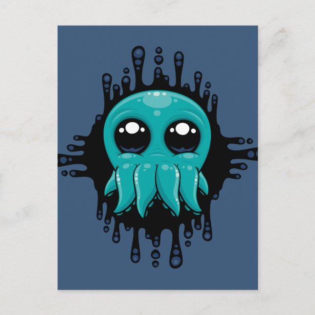 Cartão Postal Amigo de Octopus Adorável para Bebês (Frente)