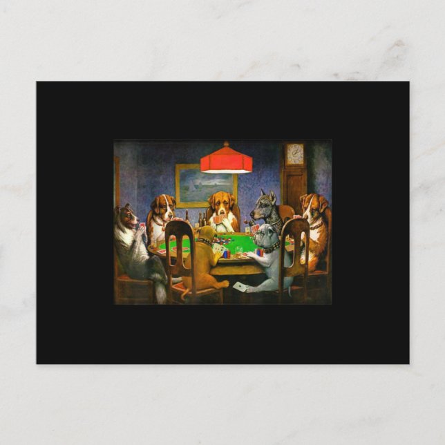 Cartão Postal Amigo em Necessidade (Cães Jogando Poker) (Frente)