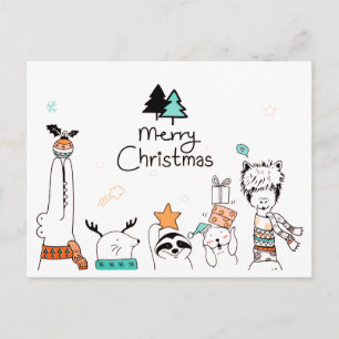 Cartão Postal Amigos Animais de Natal Engraçados Feliz Natal