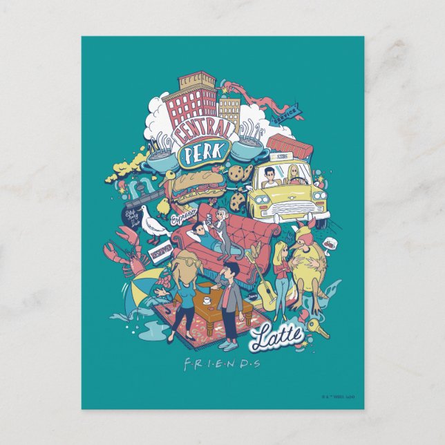 Cartão Postal AMIGOS™ | Colagem de Cartoons (Frente)