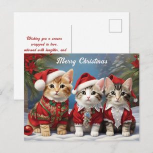 Cartão Postal Amigos de Furto em Gatos Festivos de Chapéu Festiv