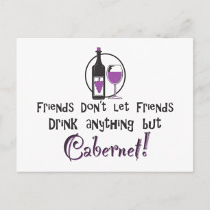 Cartão Postal Amigos não deixam amizades/vinho de cabernet