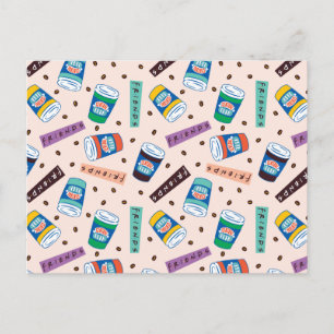 Cartão Postal AMIGOS™ Padrão De Café Vibrante Para A Perk Cent