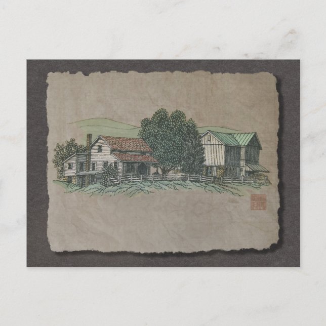 Cartão Postal Amish House & Barn (Frente)