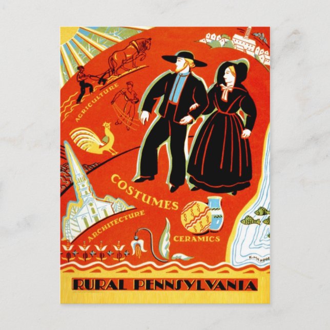 Cartão Postal Amish & Rural Pennsylvania (Frente)