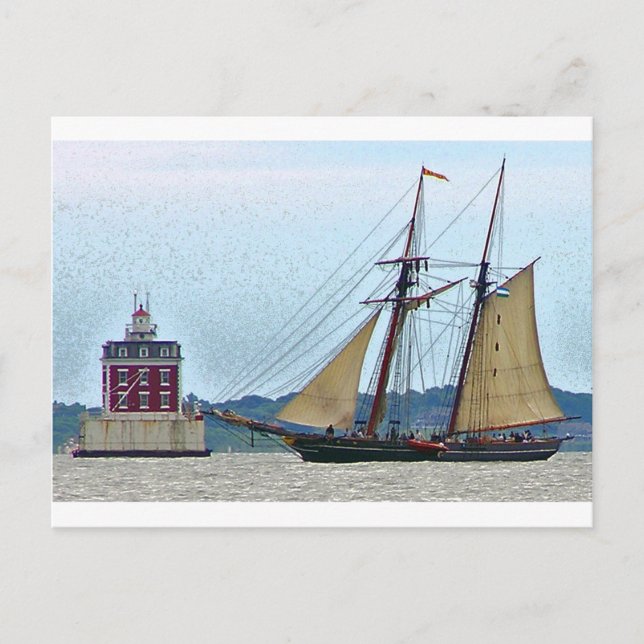 Cartão Postal Amistad na Ledge Light House (Frente)