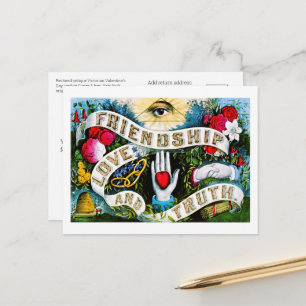 Cartão Postal Amizade Romântica Floral do Amor Namorados Masoni