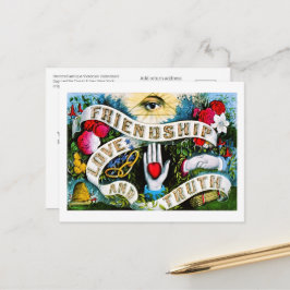 Cartão Postal Amizade Romântica Floral do Amor Namorados Masonic