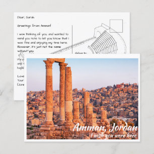 Cartão Postal Amman Jordan com Cartão-postal Citadel