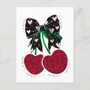 Cartão Postal Amo cereja muito fruta engraçado
