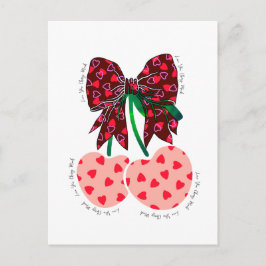 Cartão Postal Amo cereja muito fruta engraçado