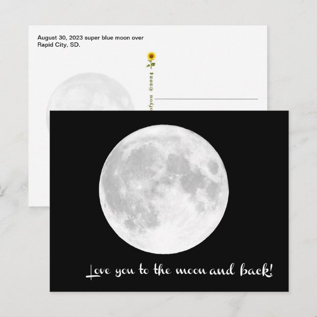 Cartão Postal Amo você até a lua e de volta. SD -    (Frente/Verso)