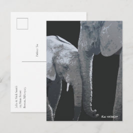 Cartão Postal Amo Você Mais, Arte Original de Elefante