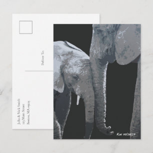 Cartão Postal Amo Você Mais, Arte Original de Elefante