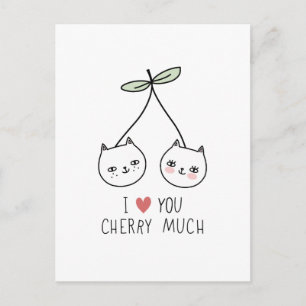 Cartão Postal Amo você no Dia dos Namorados Gata Cereja Amante
