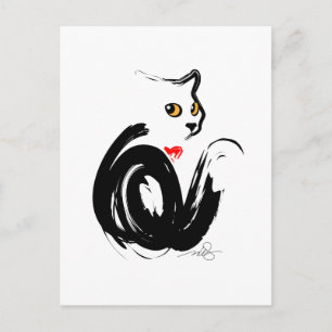 Cartão Postal Amor a Gato Negro