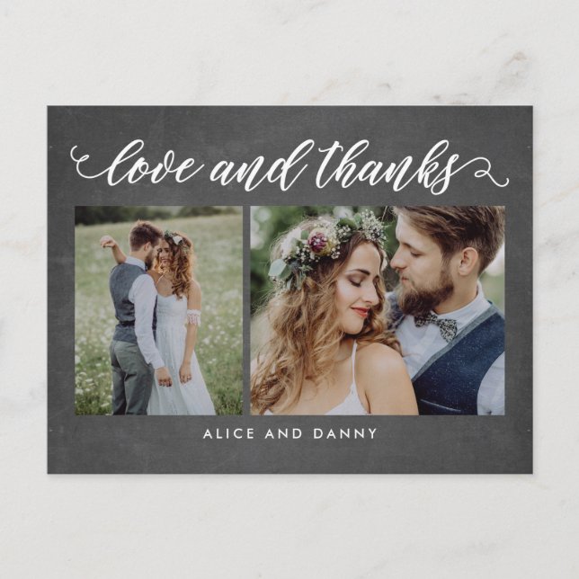 Cartão Postal Amor Agradecido Obrigado Cartão-postal Chalkboard (Frente)