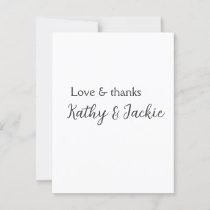 Cartão Postal Amor & agradecimento casal nome casamento simples