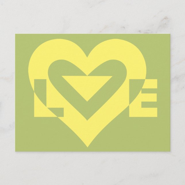 Cartão Postal Amor Amarelo em Sage Green (Frente)