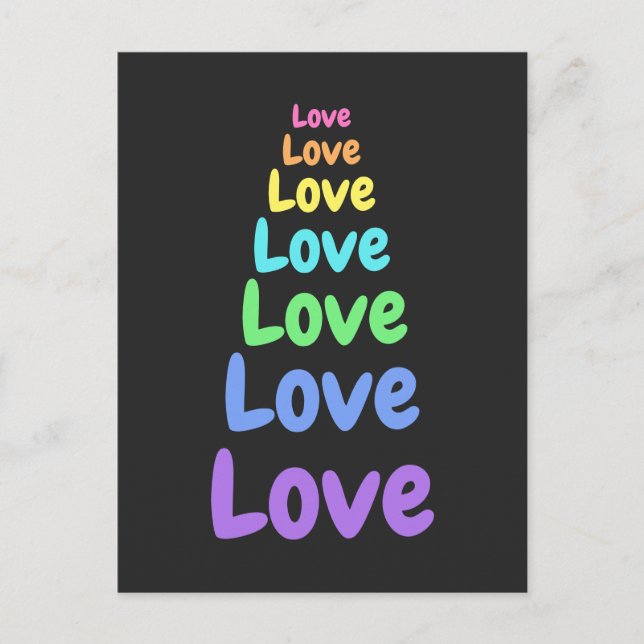Cartão Postal Amor, Amor, Palavras Arco-Íris (Frente)