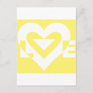 Cartão Postal Amor Branco em Amarelo