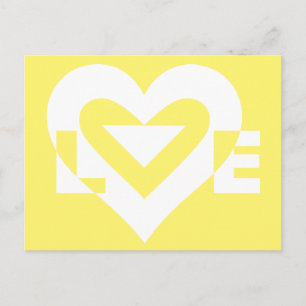 Cartão Postal Amor Branco em Amarelo