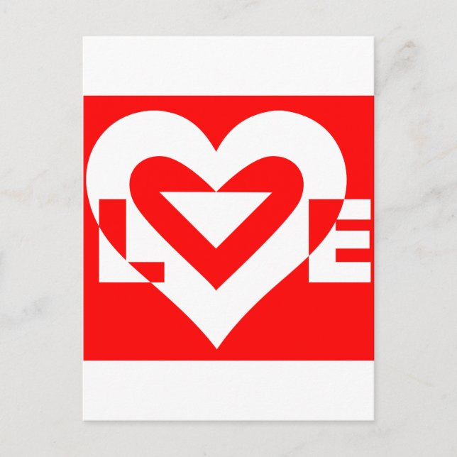 Cartão Postal Amor Branco em Vermelho (Frente)