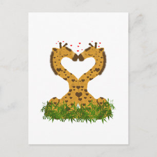 Cartão Postal Amor Cordial Adorável Girafas Coração Formam Be