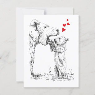 Cartão Postal amor, curioso, urso, berçário, criança, animal