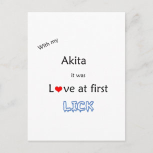 Cartão Postal Amor de Akita à Primeira Lambida