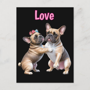 Cartão Postal Amor de Bulldog Francês Bulldog Francês