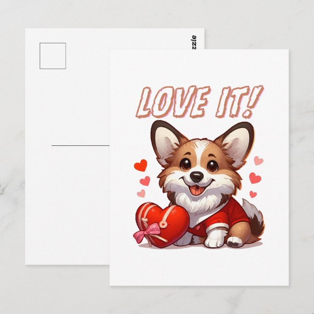 Cartão Postal Amor de Corgi Fofo (Frente/Verso)