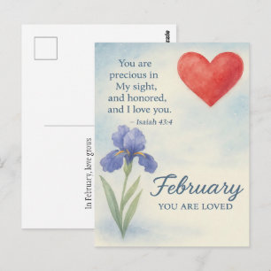 Cartão Postal Amor de Fevereiro com Flor Inspiradora do Coração
