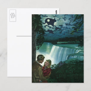 Cartão Postal Amor de Lua de Mel Vintage, Recém-casados em Niaga