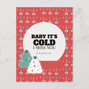 Cartão Postal Amor de Natal no inverno a longa distância na pris