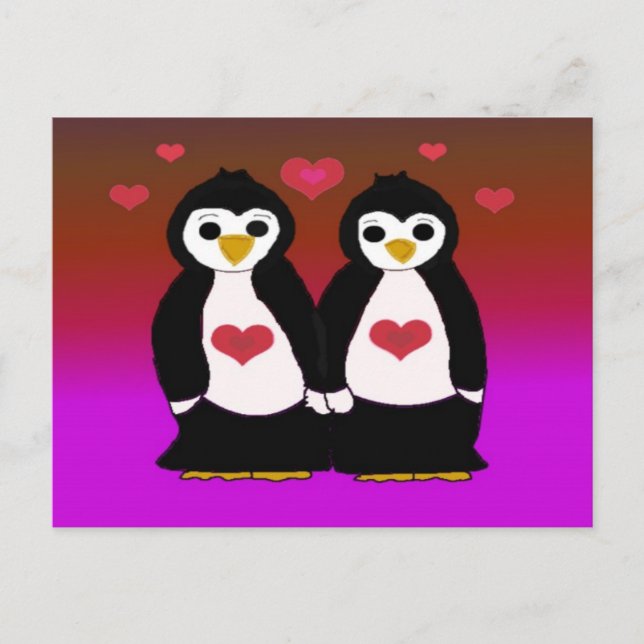 Cartão Postal Amor de Pinguim (Frente)