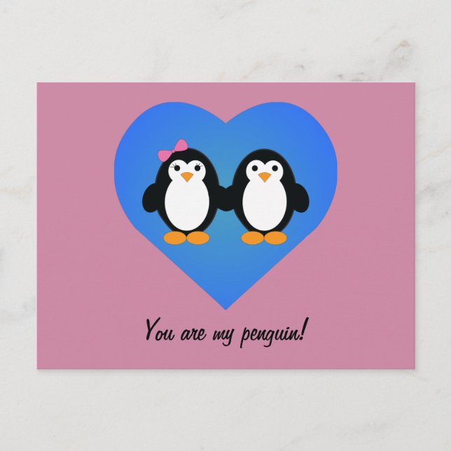 Cartão Postal Amor de Pinguim (Frente)