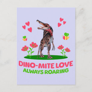 Cartão Postal Amor Dino-Mite, Dinossauro Sempre Engraçado